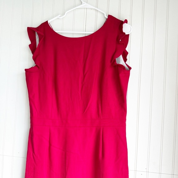 Brooks Brothers Red Fleece Size 14 Wool Blend Red Ruffle hem A Line Dress NEW! - Picture 2 of 6